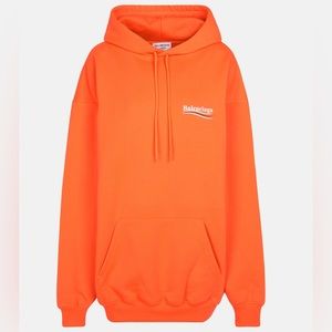 NEW Balenciaga Men Political Campaign Orange Hoodie Sweater Size Medium